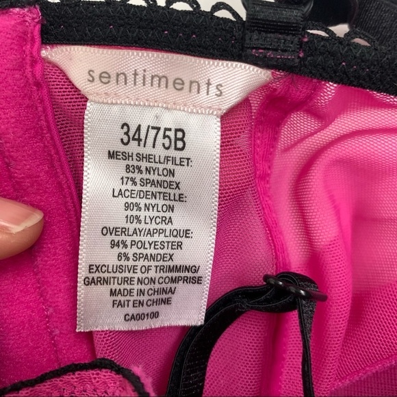 Sentiments Pink With Black Lace Trim Bustier 34B - Picture 5 of 5